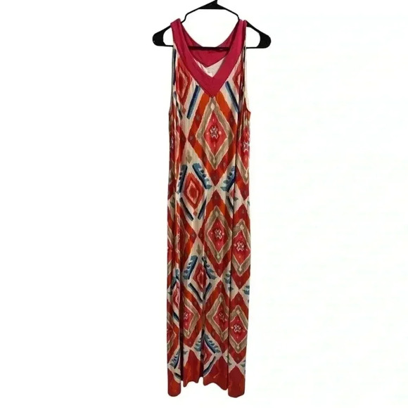 Chico’s Ikat Colorful Maxi Dress Size 2 or Large - Picture 1 of 4